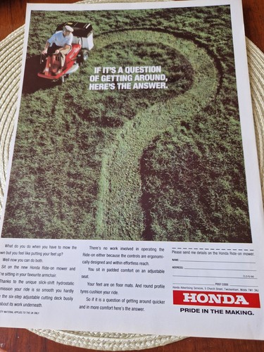 Honda ride lawn mower - honda,